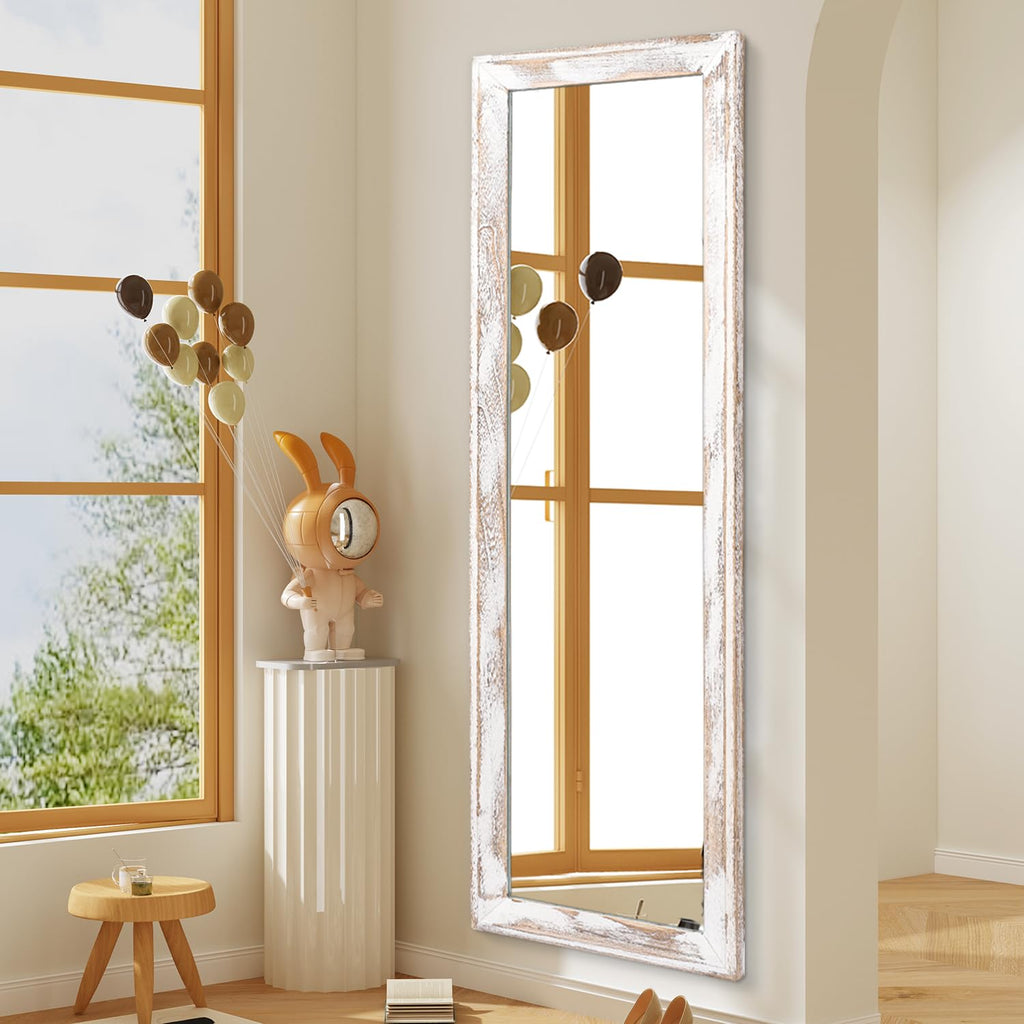 Wall Mirror Full Length with Wood Frame 65"x22" Rustic Large Full Body Mirrors Decorative Living Room Bathroom