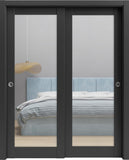 Sliding Closet Door SARTODOORS Lucia 1299 Bypass Interior Doors with Mirror, Solid Wood, 60x80, Blac