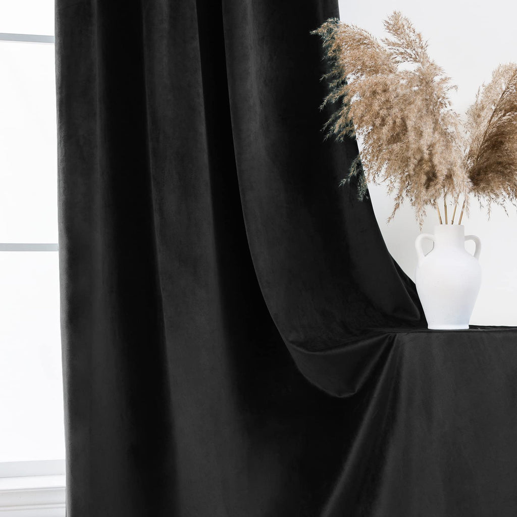 Velvet Curtains [2 Panels] Elegant Living Room Bedroom Window Drape Curtain, Grommet Eyelet Style (52" W x 95" L