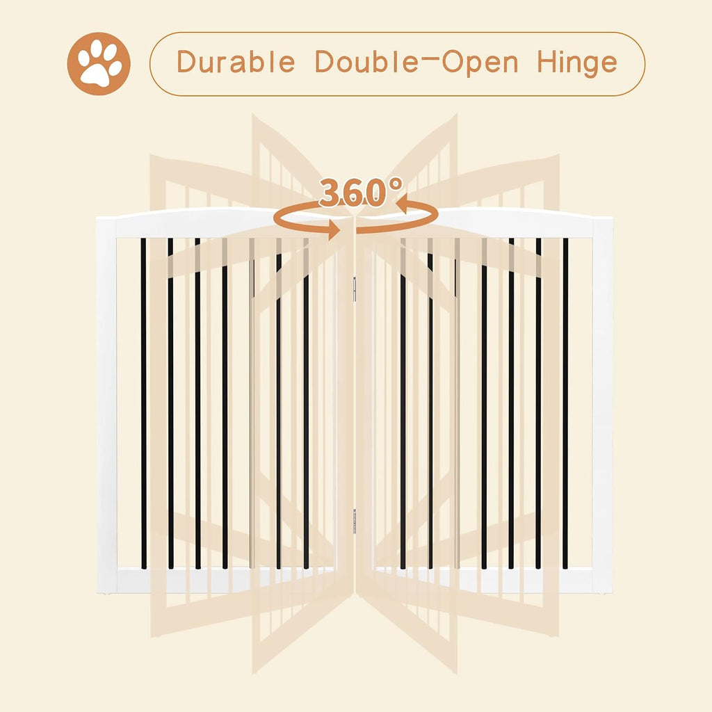 Freestanding Pet Gate for Dogs, Indoor Wooden Dog Gate, Foldable Dog Gate for Doorway, Stair, Gates for Dogs Indoor