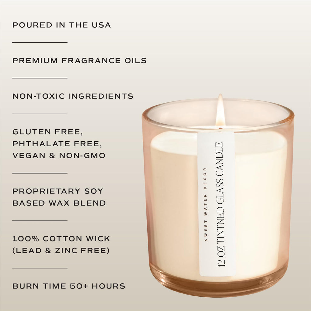Coastal Lemon Scented Candles - Soy Candles with Lemon, Sea Salt, Jasmine & Driftwood - Summer Cozy Aroma - 50 Hour