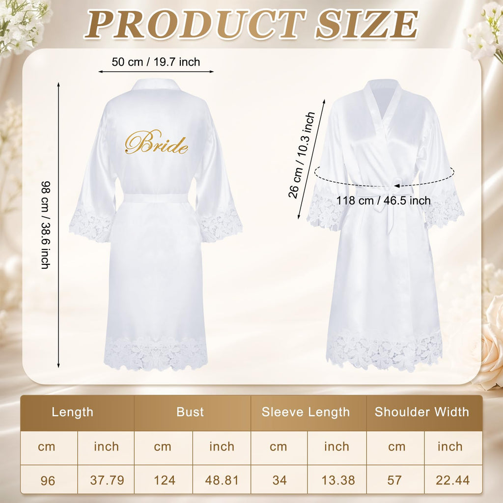 9 Pcs Bride Robe Gifts Set Mrs & Bride White