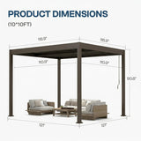 10' x 10' Louvered Pergola Outdoor Aluminum Pergola Kit with Adjustable Roof