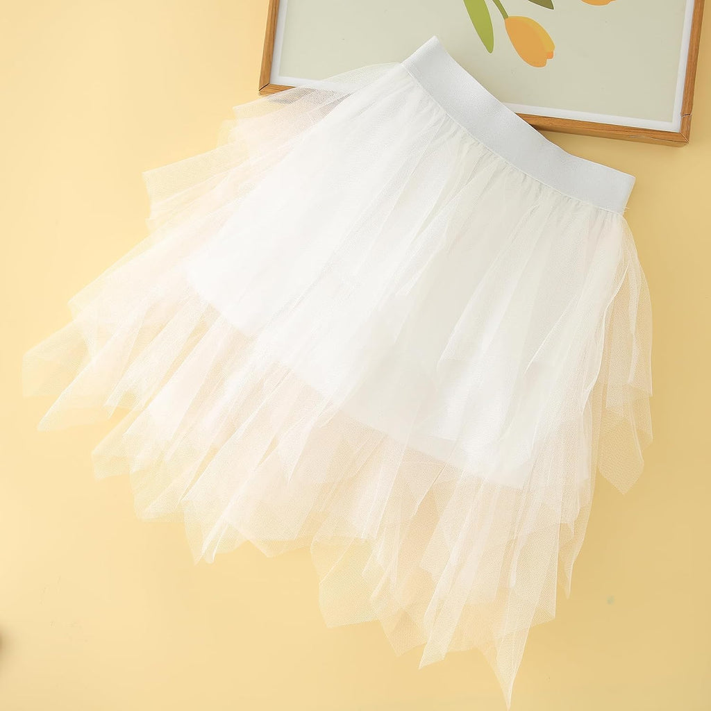 Girls Sweet Layered Mesh Skirt Party Birthday Dance Princess Skirt