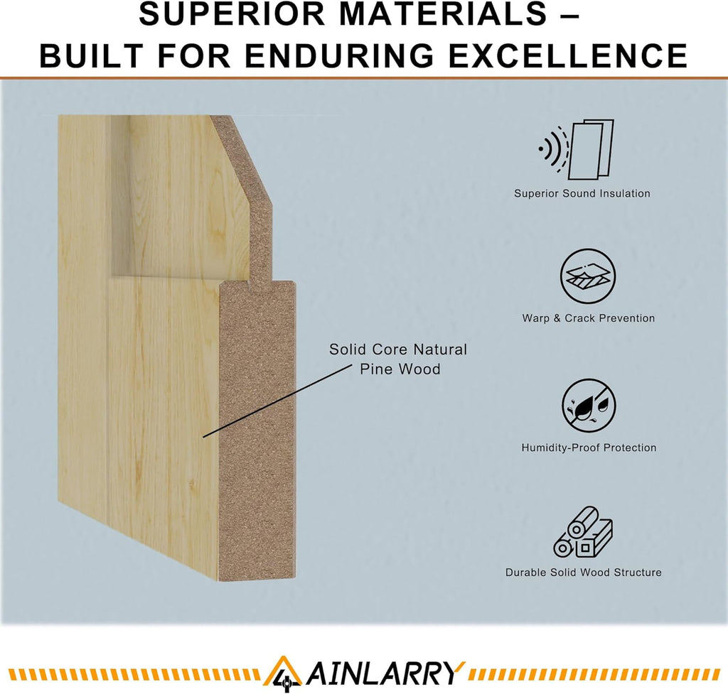 24'' x 80'' 6-Panel Wood Door, Natural Solid Pine Interior Door Slab, Arch Top, Solid Core Wooden Panel w/o Hardware