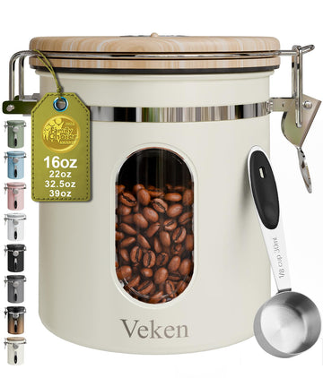 Coffee Canister with Window, Airtight Stainless Steel Container, 16OZ