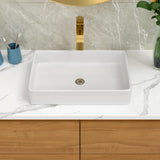 White Bathroom Sink 24"x16" Rectangle Bathroom Vessel Sink Modern Above Counter White Farmhouse 24 Inch Bathroom Sink