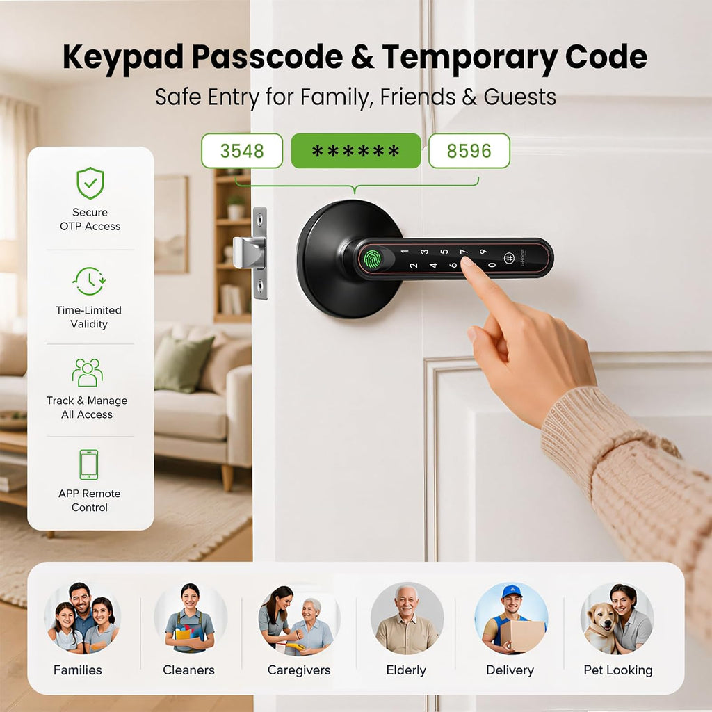 Fingerprint Door Lock V2.0, 4-in-1 Smart Fingerprint Door Knob