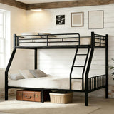 Heavy Duty Twin XL Over Queen Bunk Bed, Metal Steel Bed Frame with EVA-Padded Angled Ladder & Full-Length Guardrails