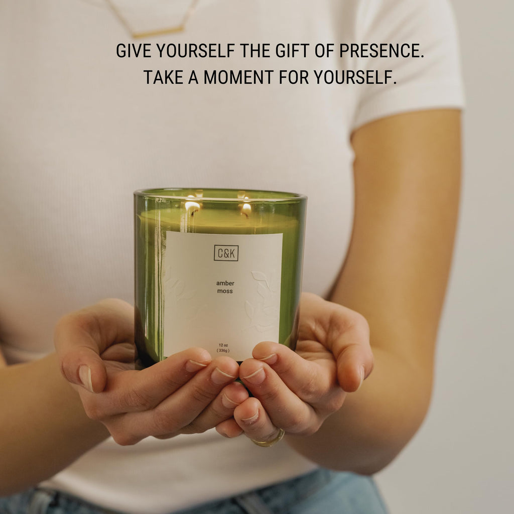 12oz Amber Moss Candle | Premium Green Winter Scented Candles for Men | Made with Natural Soy | Holiday Candles Gifts