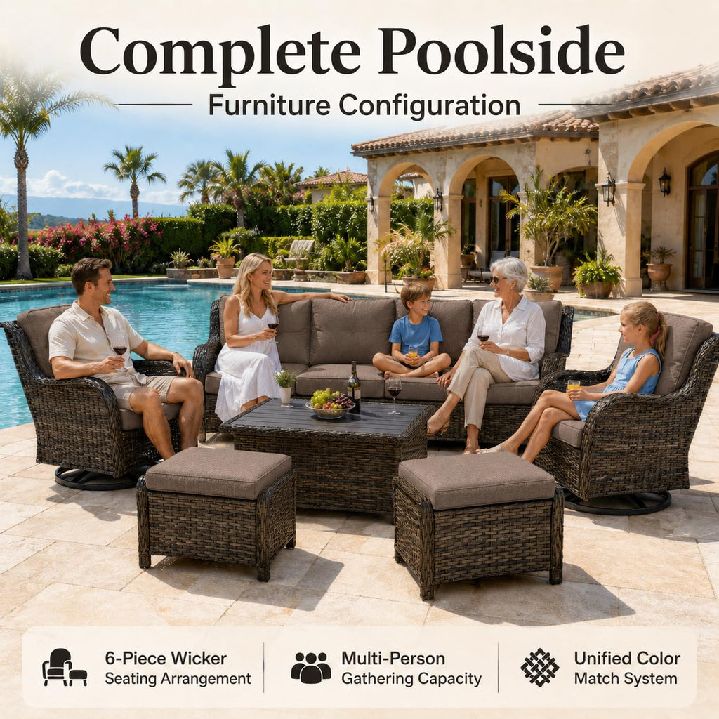 Outdoor Swivel Rocker Wicker Patio Chairs Set of 2, Rattan Rocking Chair Furniture Set(Brown, Grey)