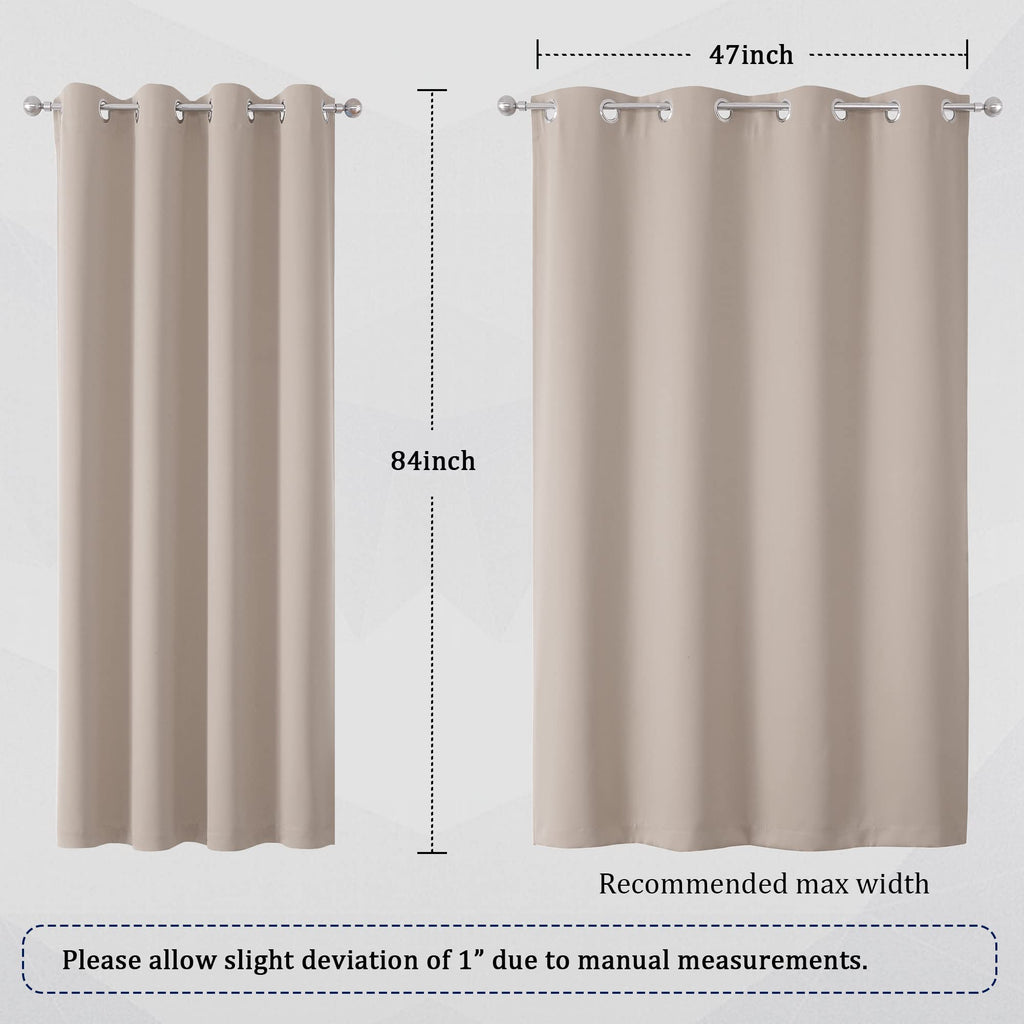 Light Brown Curtains -Blackout Curtain Panels 84 Inches Long Solid Window Curtain Drapes Thermal Insulated Room