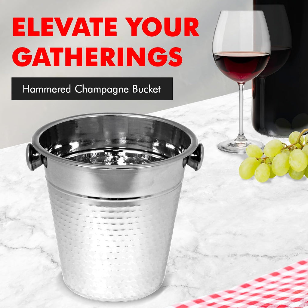 Hammered Champagne Bucket. 4 Quart. Stainless Steel