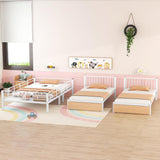 Heavy Duty Metal Triple Bunk Bed, Full Over Twin Over Twin Bunk Bed with Storage Drawers