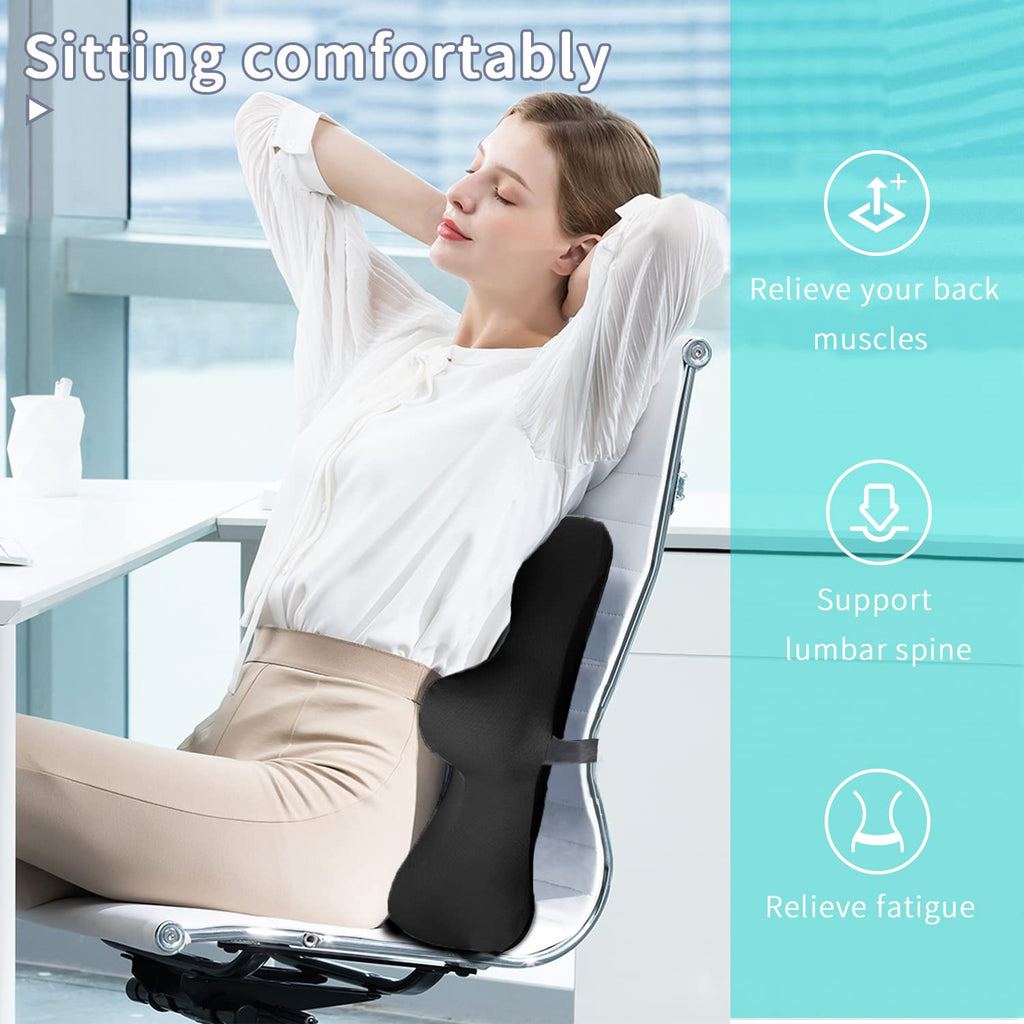 Lumbar Support Pillow for Ofiice Chair, Patented Ergonomic Back Support for Back Pain Relief with Adjustable Strap