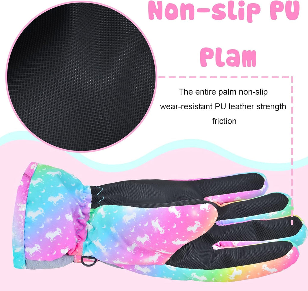 Kids Gloves Winter Waterproof Snow Ski Gloves for Girls, Winter Outdoors Warm for Children