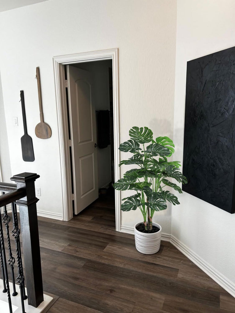 54'' Tall Large Artificial Monstera Deliciosa Plants, 4.5 Feet Faux Swiss Cheese Floor Plants Fake Tropical Silk Tree