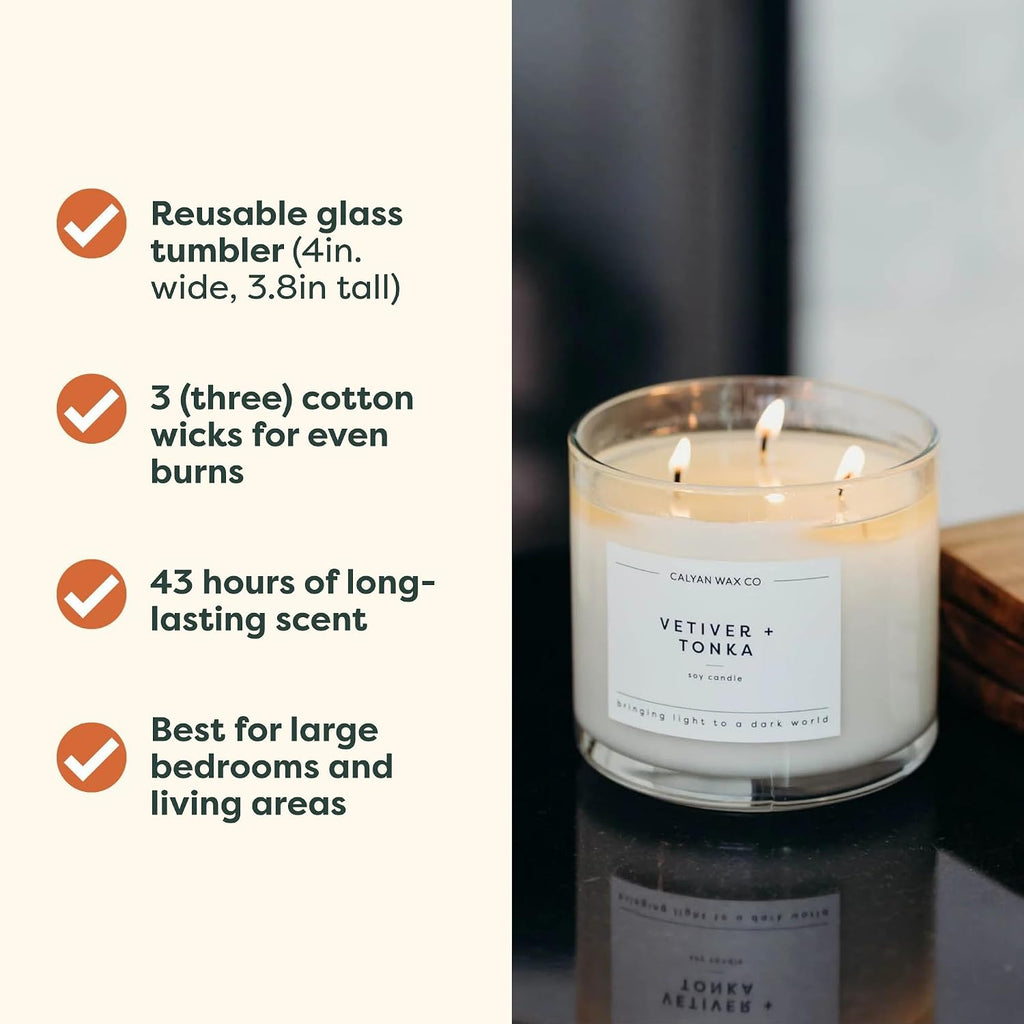 Everyday 3 Wick Scented Candle Gift Set - 4 Luxury Scented Candles - 43 Hour Burn - 3 Wick Clean Soy Wax Candles