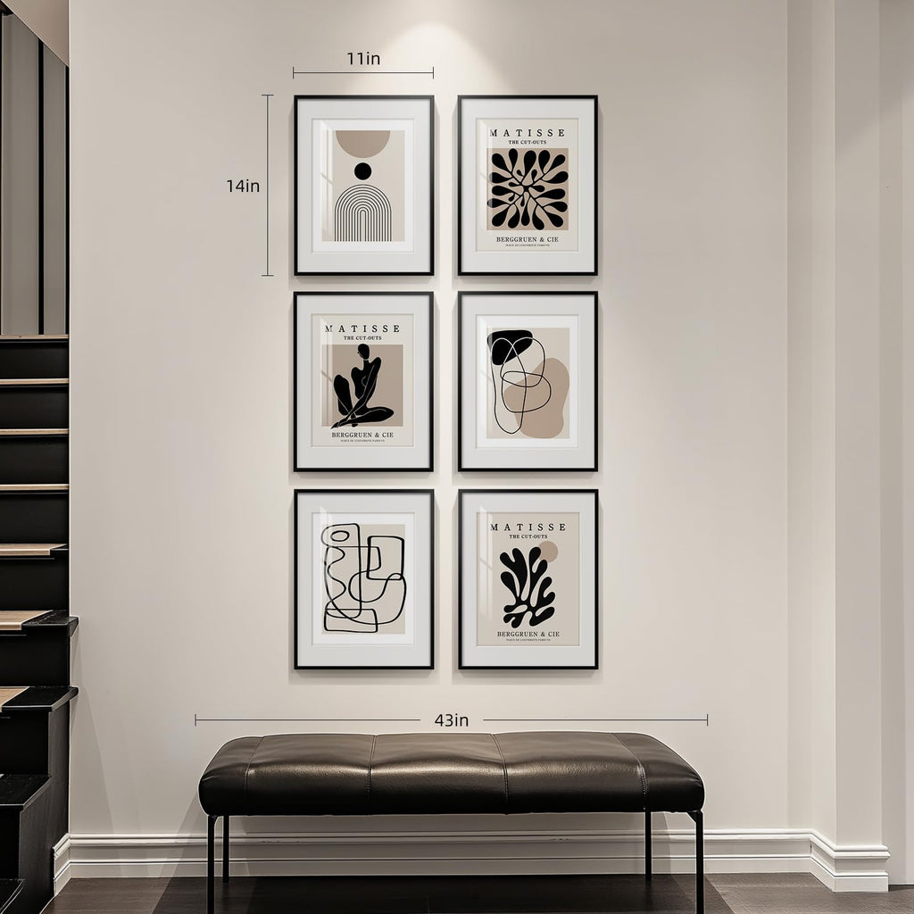 Framed Neutral Abstract Wall Art, Set of 6 Canvas Prints