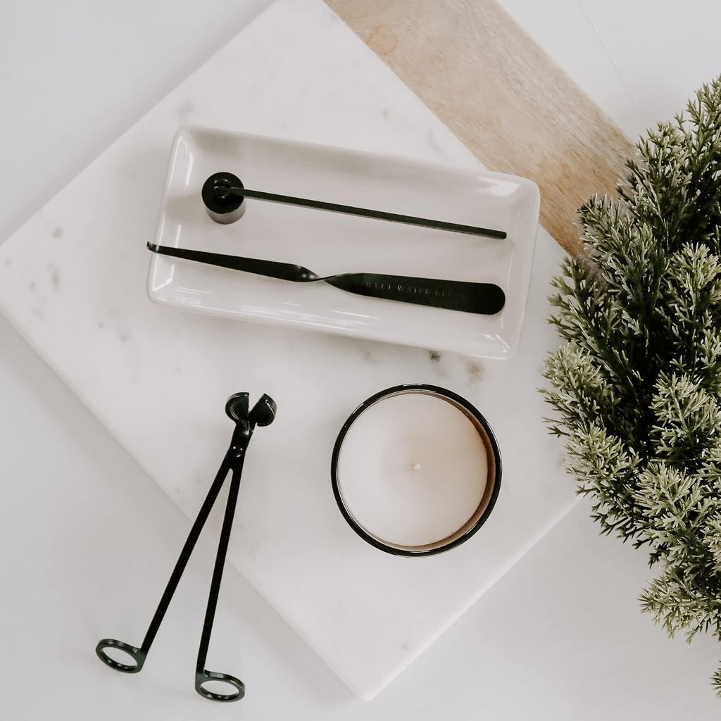 Candle Care Kit | Matte Black Candle Accessory Set Includes Wick Trimmer, Wick Dipper, and Bell Snuffer Tools - Set of 3
