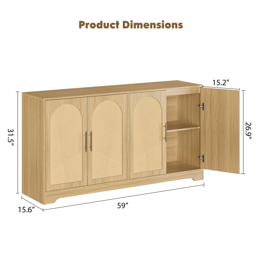 30"W Sideboard Buffet Cabinet, Boho Entryway Storage, Coffee Bar Cabinet