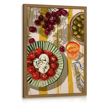 Italian Kitchen Food Wall Art, Still Life Decor, Wood Framed 12x16 in