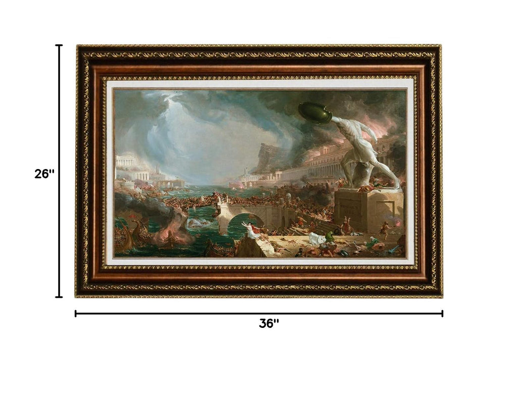 Destruction By Thomas Cole Oil Painting Reproduction Giclee Wall Art Canvas Prints Framed Size:36"x26"