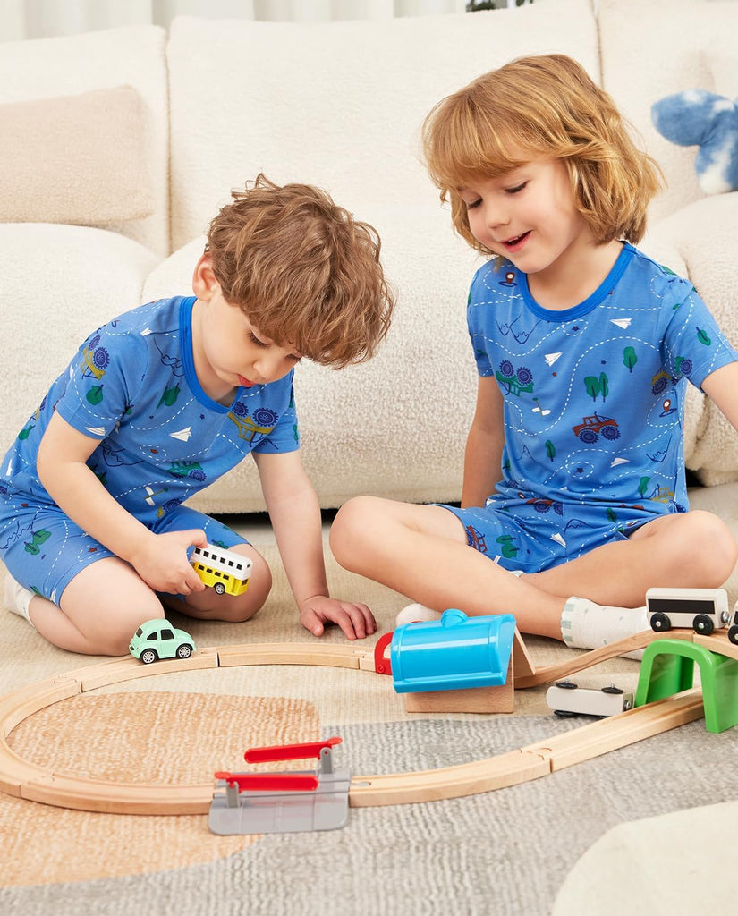 Bamboo Viscose Toddler Boys Pajamas Set, Short Sleeve Kids