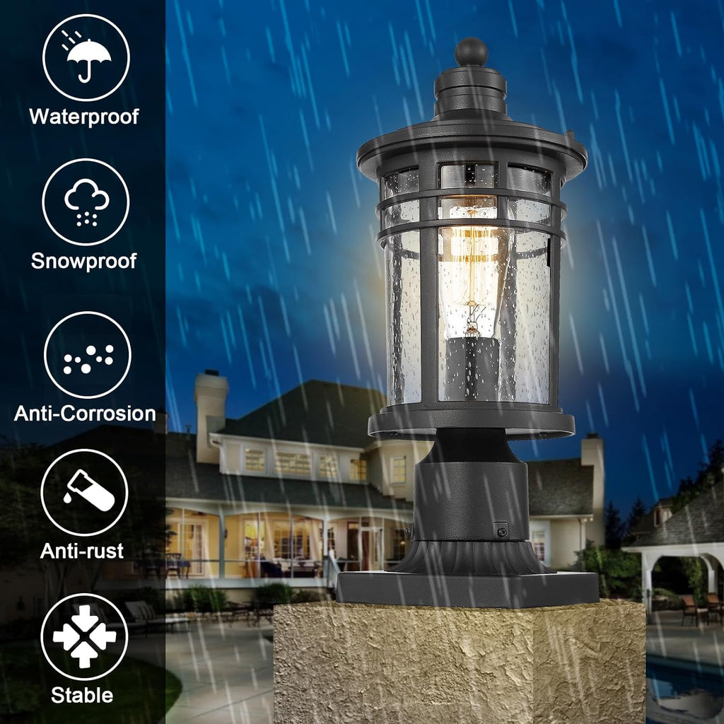 Outdoor Post Lights Lamp Posts Outdoor Lighting, Waterproof Aluminum Post Lights Outdoor Light Fixtures with Glass