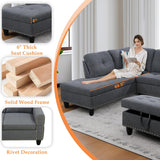 Wakefit Sectional Sofa Couch, Modern 4-Seaters Living Room Furniture Sets with Chaise Lounge