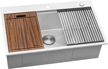 33x22-in 16-Gauge Workstation Topmount Kitchen Sink - RVH8003