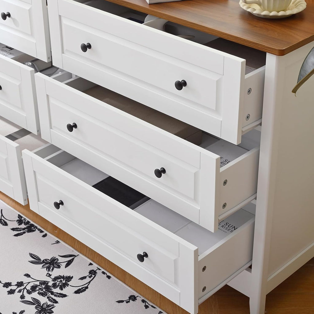 6 Drawer Chest of Drawers Living Room Entryway | Bedroom Furniture Chester, Stylish White Modern Painted Solid Wood