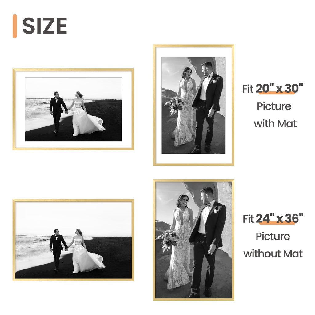 24x36 Poster Frame, Wall Decor Picture Frames, Gold 1 Pack