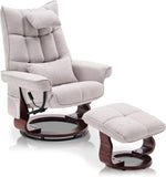 Modern Reclining Swivel Lounge Chair and Ottoman — Beige