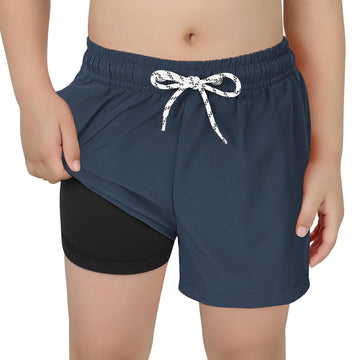 Boys Swim Trunks with Compression Liner Quick Dry Swim Shorts