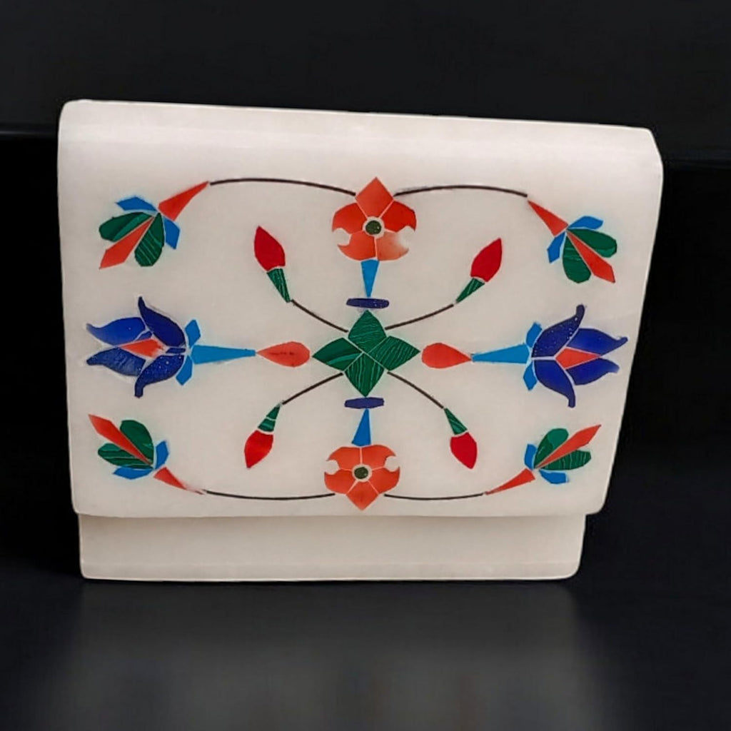 Marble Jewelry Box Organizer - Decorative Trinket Box - Hand carved Floral Design - Keepsake Box | Anniversary