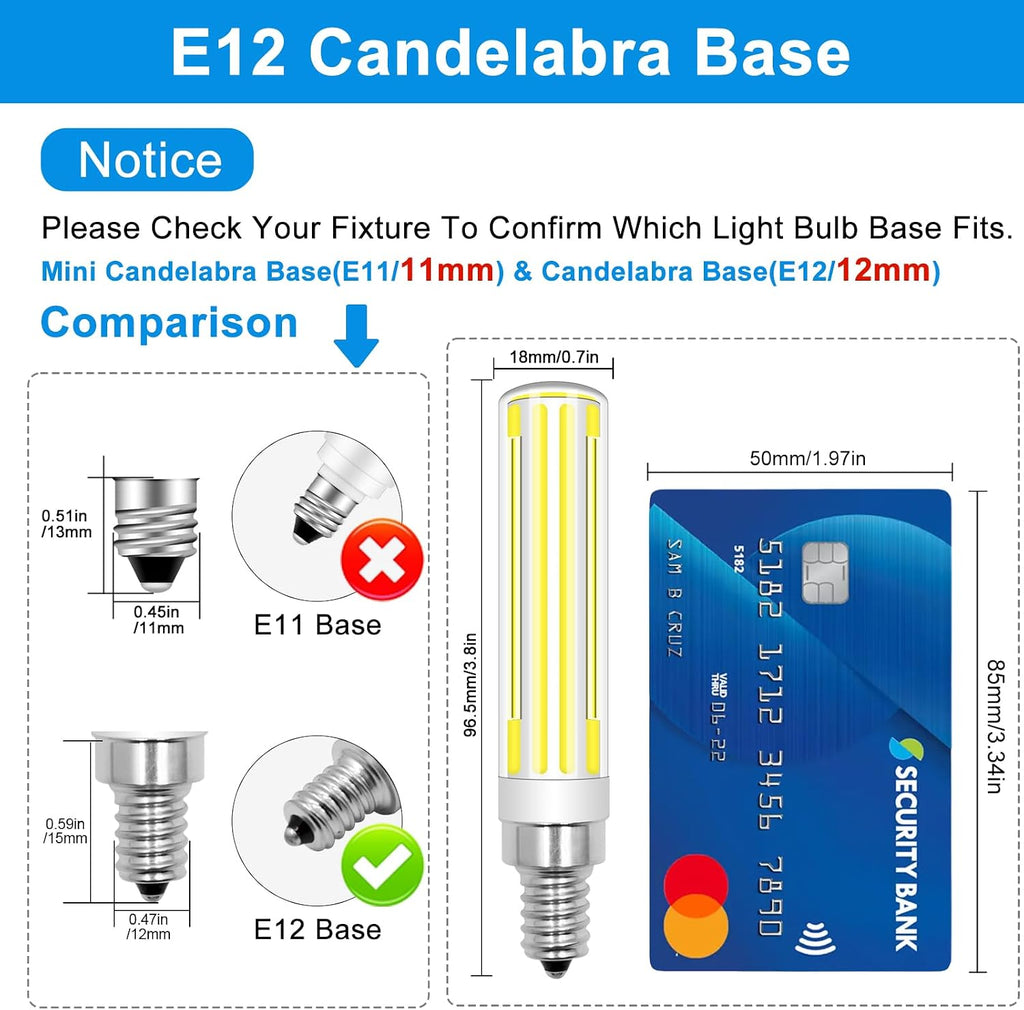 Dimmable E12 C7 LED Candelabra Light Bulb 10W Equivalent 100W Daylight