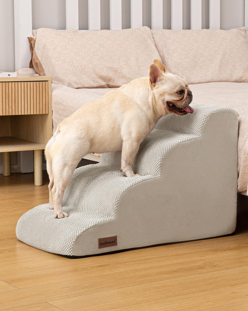 Dog Steps for Bed or Couch, 4 Step Pet Stairs for Small Dogs & Cat