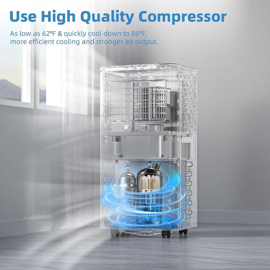 3-in-1 Portable Air Conditioners,8000BTU Portable AC Units Cools 350 Sq.Ft. with 24H Timer Remote Control
