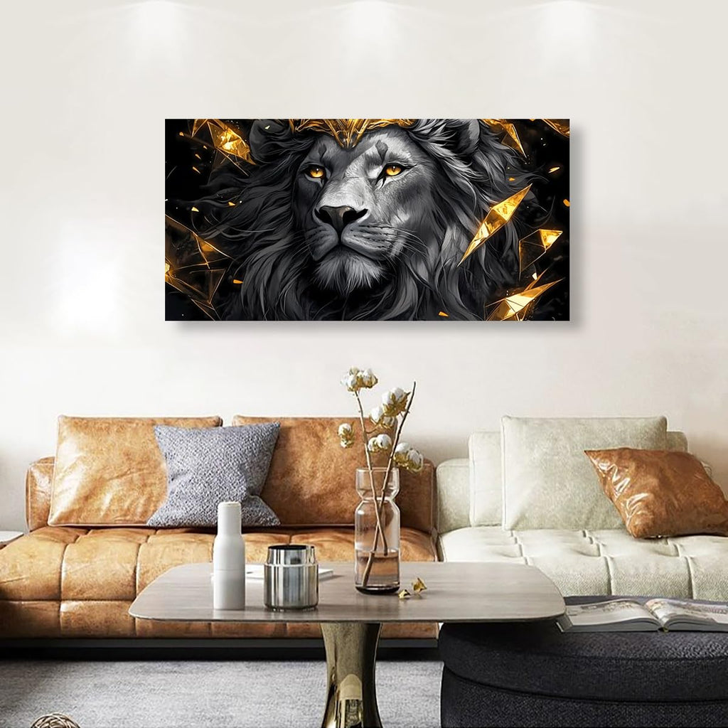Black Lion Pictures Canvas Wall Art Office Bedroom Wall Decor, Beast of Prey Wall Art Print Modern Noble Black Lion