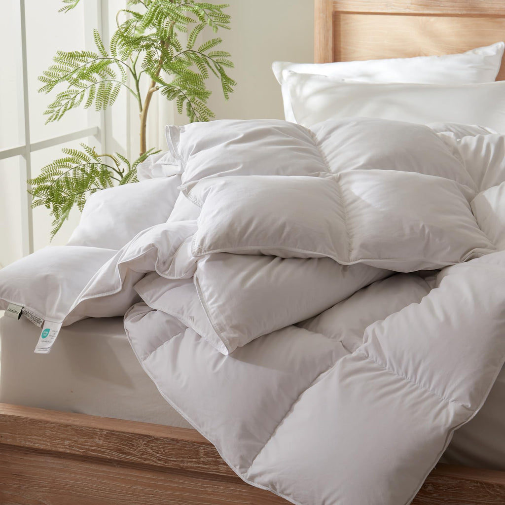 Goose Feather Down Fiber Cotton Comforter King Size - 100% Down-Proof Duvet Inserts - Hotel Luxury Bedding Comforter