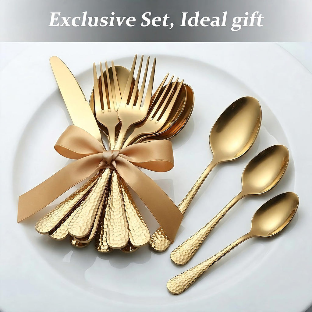 Quality Material Silverware Set with Squared Edge, 18/10 Stainless Steel Cutlery Set, 20 Piece Flatware Set, Service for