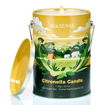 Citronella Eucalyptus Candles Outdoor - 250 Hour Burn, 40.6oz Large, Natural Non-Toxic Soy Wax, Outdoor & Indoor Use