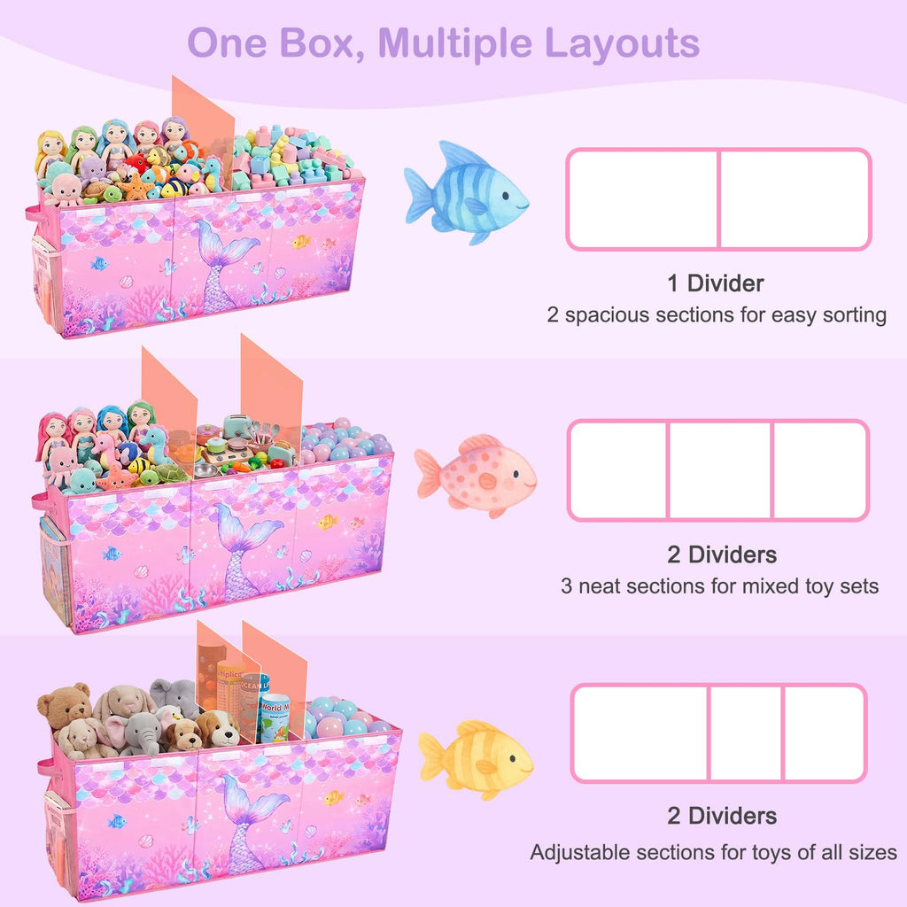 Toy Box with Adjustable Divider Large Toy Chest Storage Bedroom