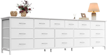 77.6" Long, 16 Drawer Fabric for Closet, Wide Chest of Drawers with Storage, TV Stand for 65, 75, 85 Inch TV, 77.6"