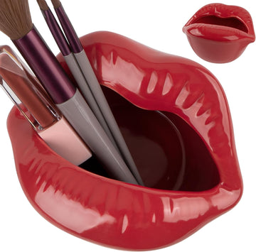 Red Lip Shaped Ceramic Jewelry Tray, Ring Dish