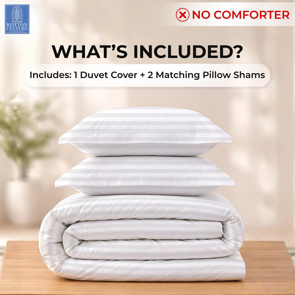 3 Pc Twin Size Duvet Cover Set- 100% Egyptian Cotton 600 TC Ultra Soft Premium Durable Comforter Cover Zipper Closure