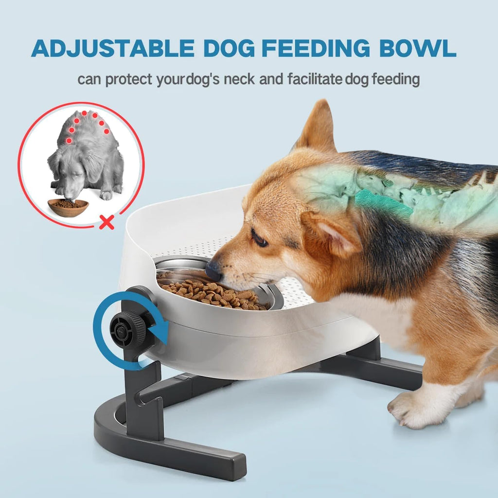 Elevated Dog Bowls, Stainless Steel Food & Water Bowls, Height Adjustable Raised Cat Feeder Mess Proof Pet Feeding