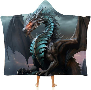 Cool Dragon Wearable Blanket Hoodie for Adults Oversized Fleece Hooded Sweatshirt Blanket Soft Cozy Wrap