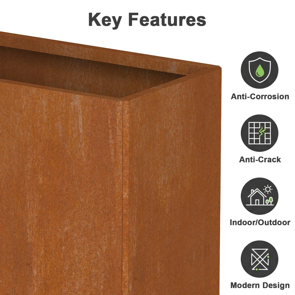 Corten Steel Planters - 24X12X24 inch Pre-Rust